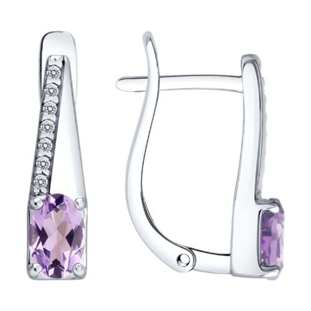 Creolen-Set Ohrringe Creolen 925 Silber Amethyst Zirkon Echtschmuck