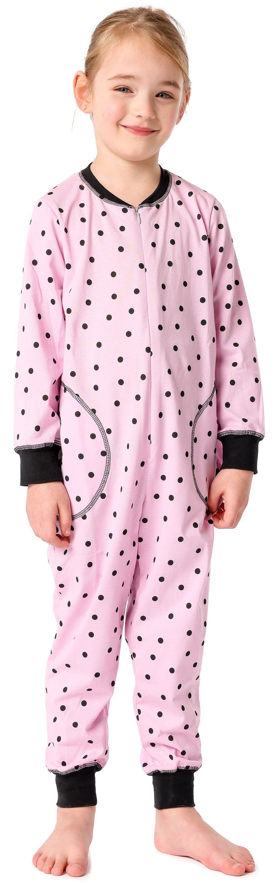 Merry Style Schlafanzug Mädchen Schlafanzug Jumpsuit MS10-186 Rosa Punkte Schwarz