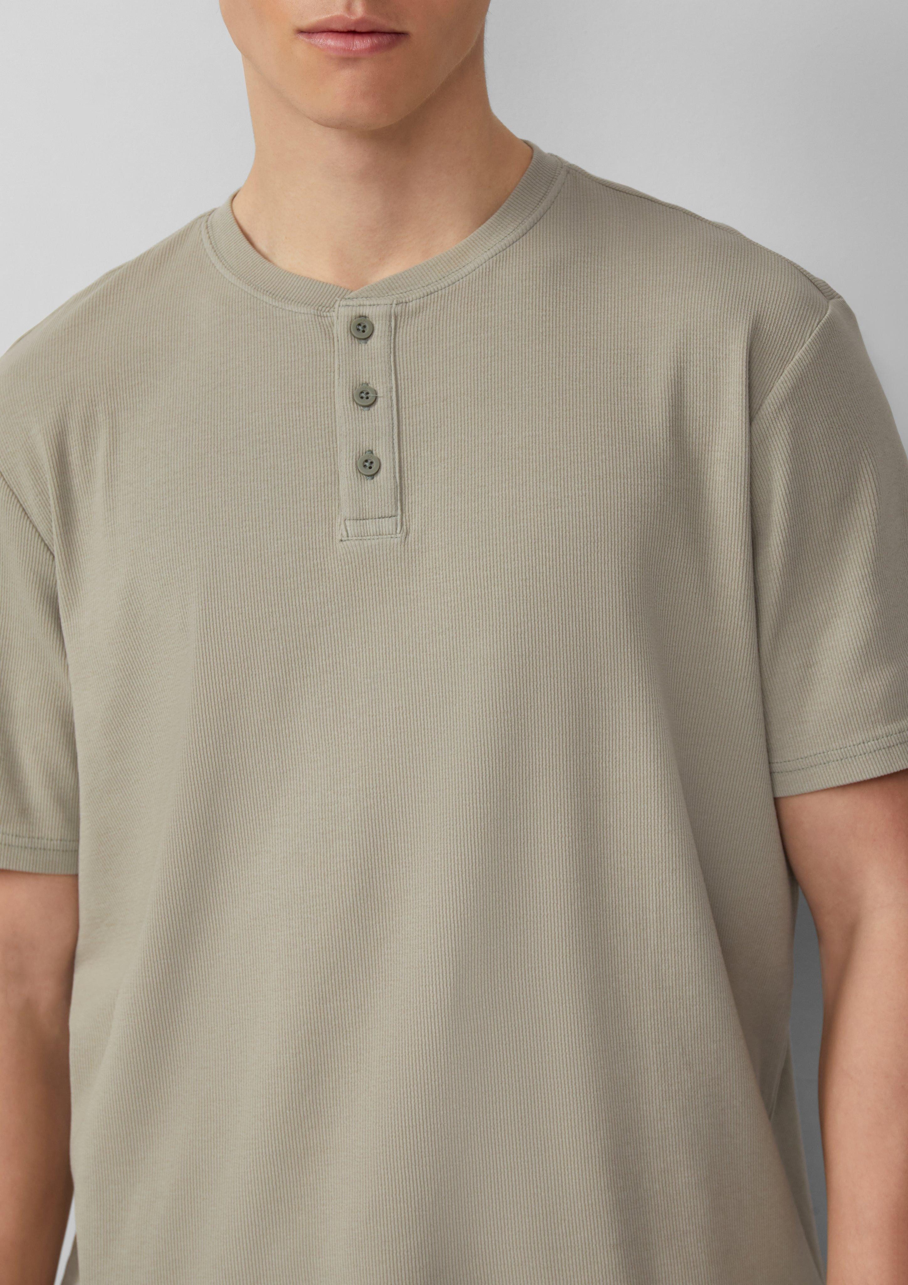 QS Kurzarmshirt Henley Shirt mit Rippstruktur günstig online kaufen
