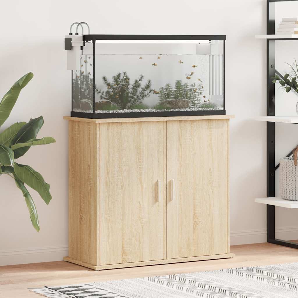 furnicato Aquariumunterschrank Aquariumständer 81 x 36 x 73 cm Sonoma-Eiche Aquarienschrank mit 4 Fächern und Stauraum für dein Zubehör von furnicato