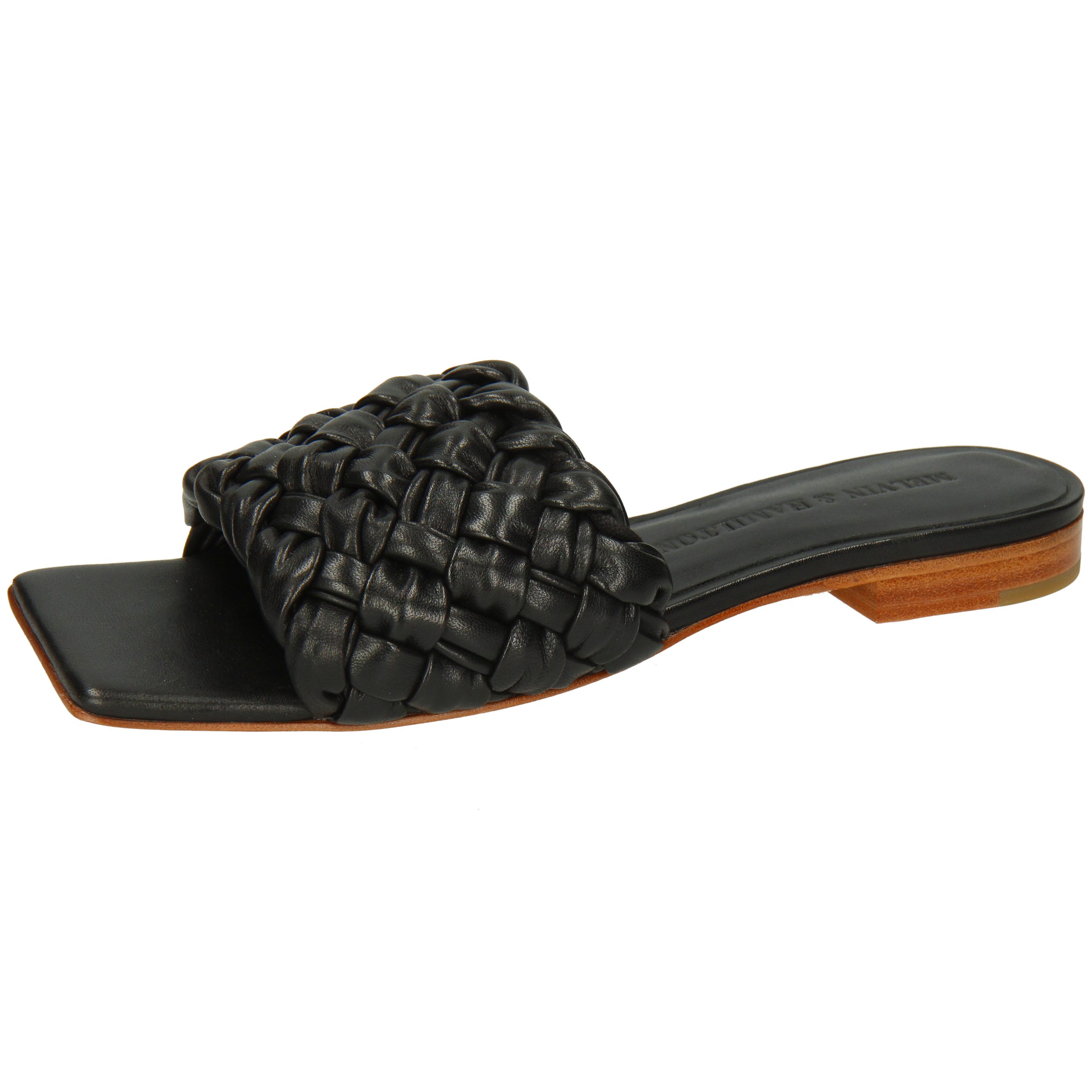 Melvin & Hamilton Eglantine 1 Leder-Geflochtene Schuhe für Damen Pantolette Flache Absätze, Echtes Leder, Von Hand geflochten