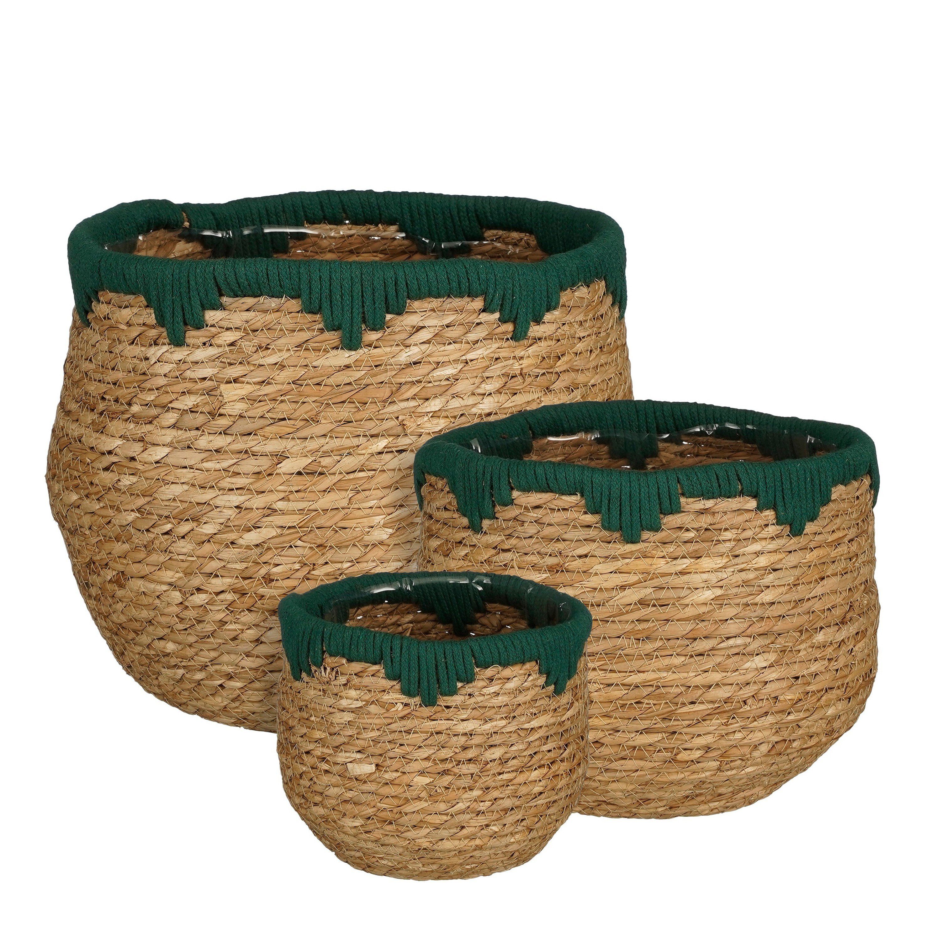 Mica Decorations Blumenkasten Mica Decorations Jorck Korb rund d.gruen Satz von 3 - h24xd26cm