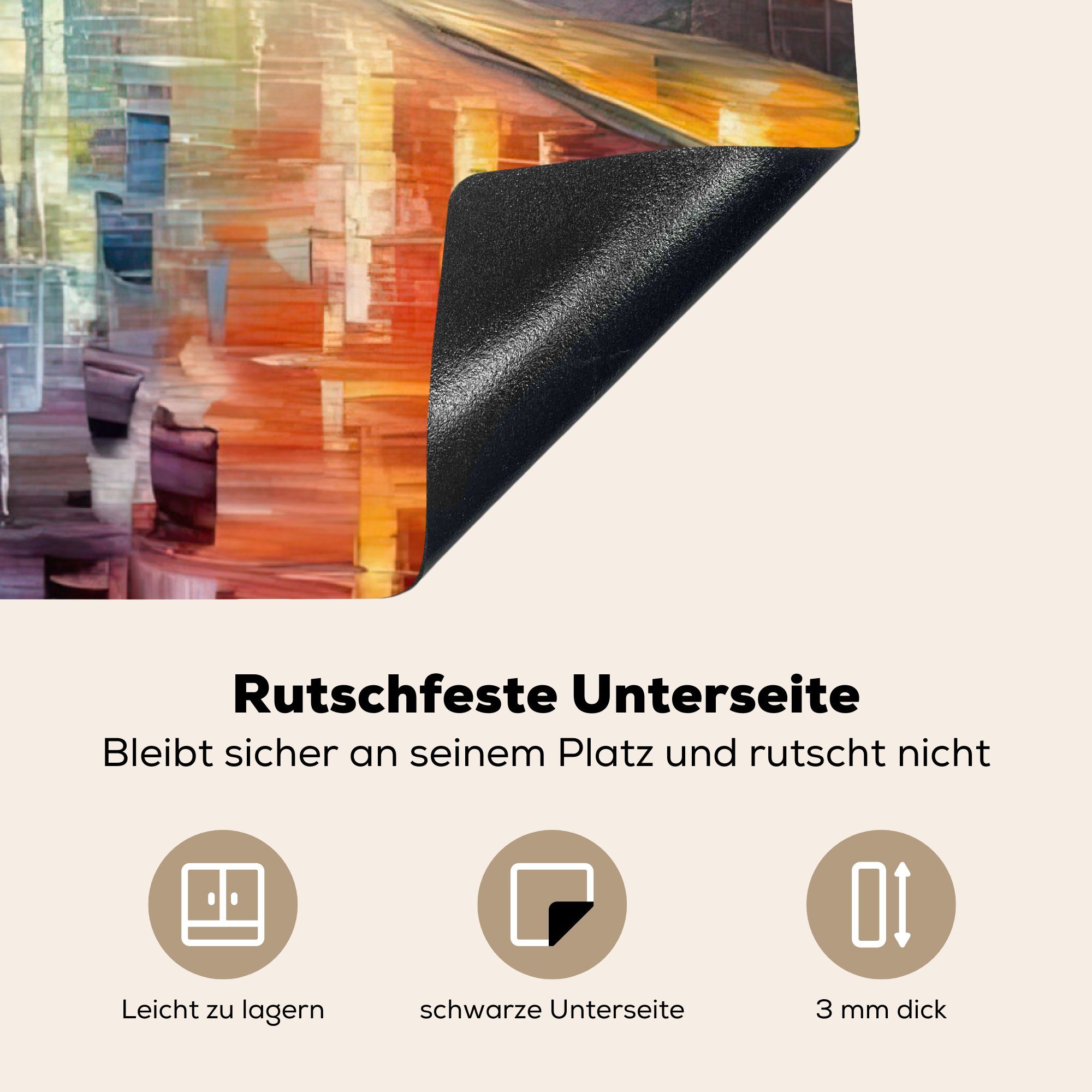 MuchoWow Herd-Abdeckplatte Paris - Eiffelturm - Kunst - Städte, Vinyl, (1 tlg), Küche Herdabdeckung Ceranfeld Induktionsfeld Vinyl, 60x60 cm