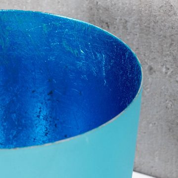 Levandeo® Teelichthalter, 2er Set Teelichthalter Ahoi Blau Metall Windlicht Tischdeko