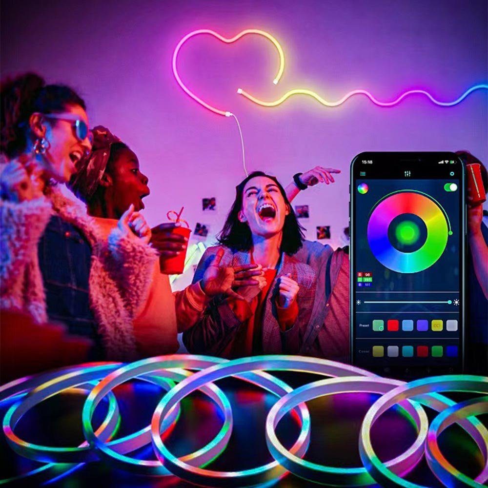 LED Meter Alexa LED Stripe Neon mit LED Google Assistant Streifen Strip,Neon MUPOO DIY, Alexa Assistant-Steuerung, und mit funktioniert Leuchte Google IP67 Wasserdicht, RGB+3