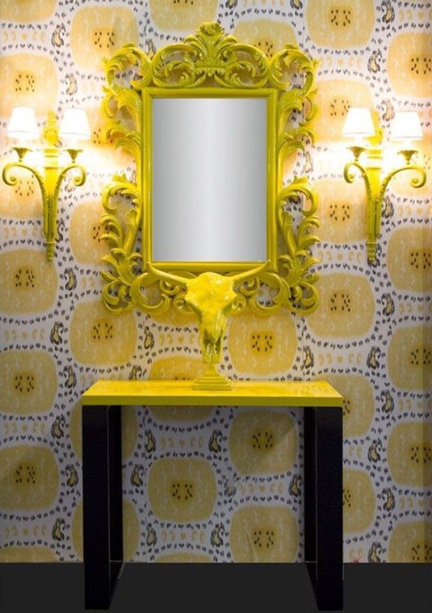 im Accessoires Casa - Barock Barockspiegel Luxus Spiegel Prunkvolle - Wandspiegel Barockstil Padrino Deko Barock Gelb Handgefertigter