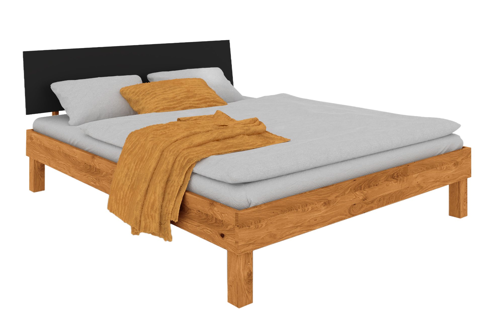 byoak Bett VIGO 180 x 200 aus Massivholz, mit MDF-kopfteil, Naturgeölt