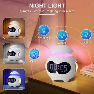 Jioson Wecker Wecker Tageslichtwecker Kinderwecker LED Nachtlicht USB Licht,Musik mit dem Gerät