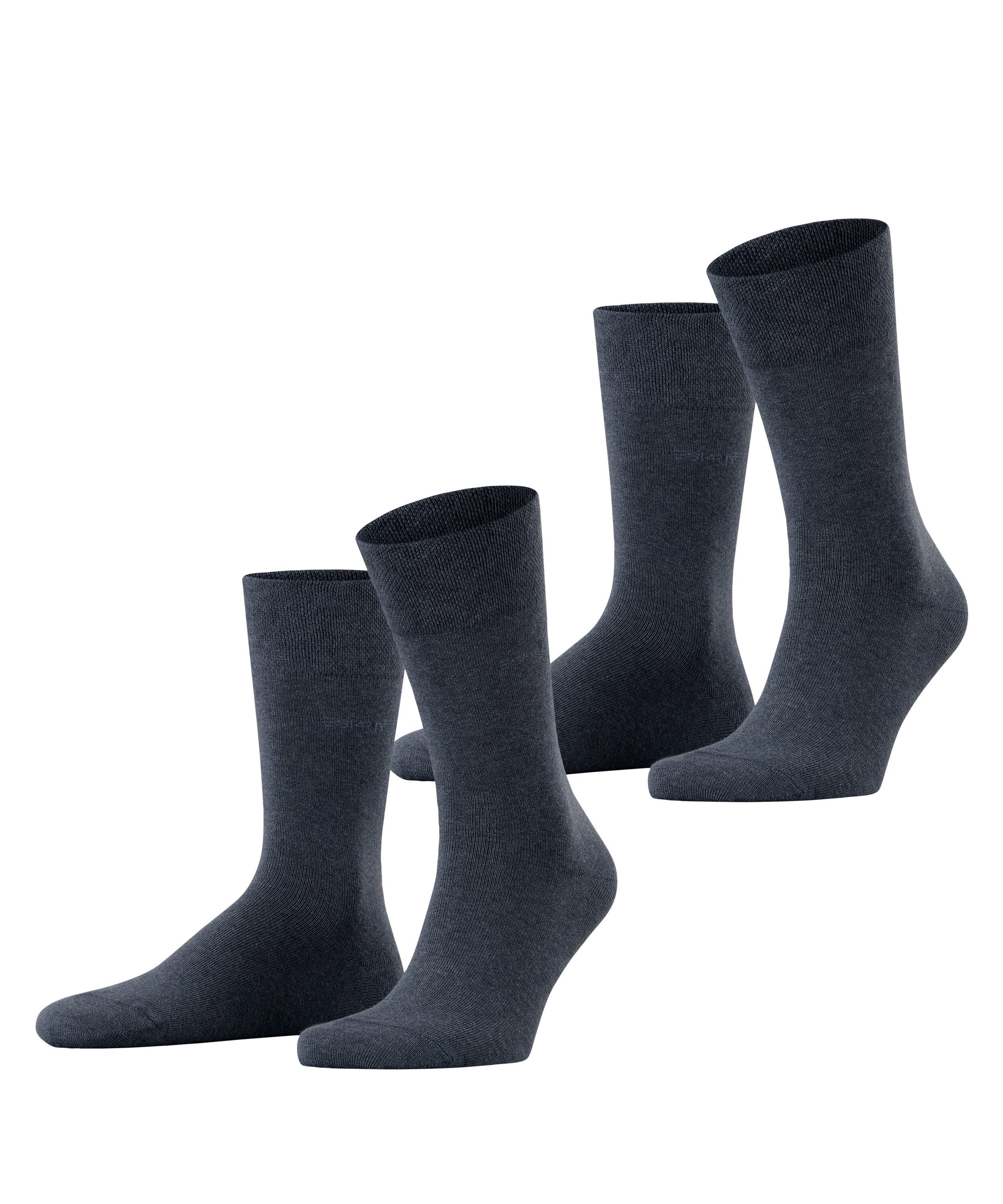 Esprit Socken Basic Easy (2-Paar, 2 Paar) druckfreier, breiter Komfortbund, atmungsaktiv, uni Socken