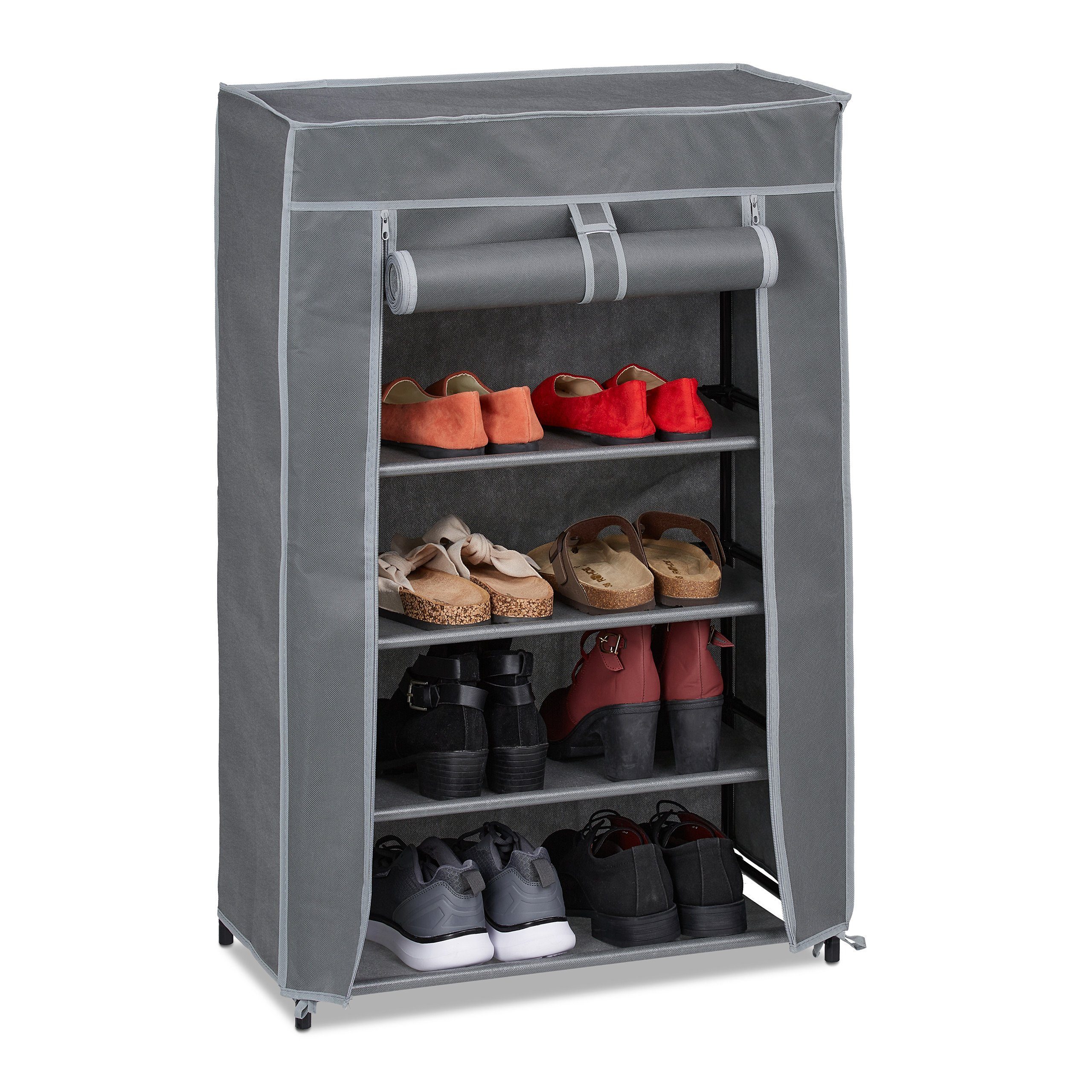 relaxdays Schuhschrank Stoff 5 Fäch Anthrazit günstig online kaufen