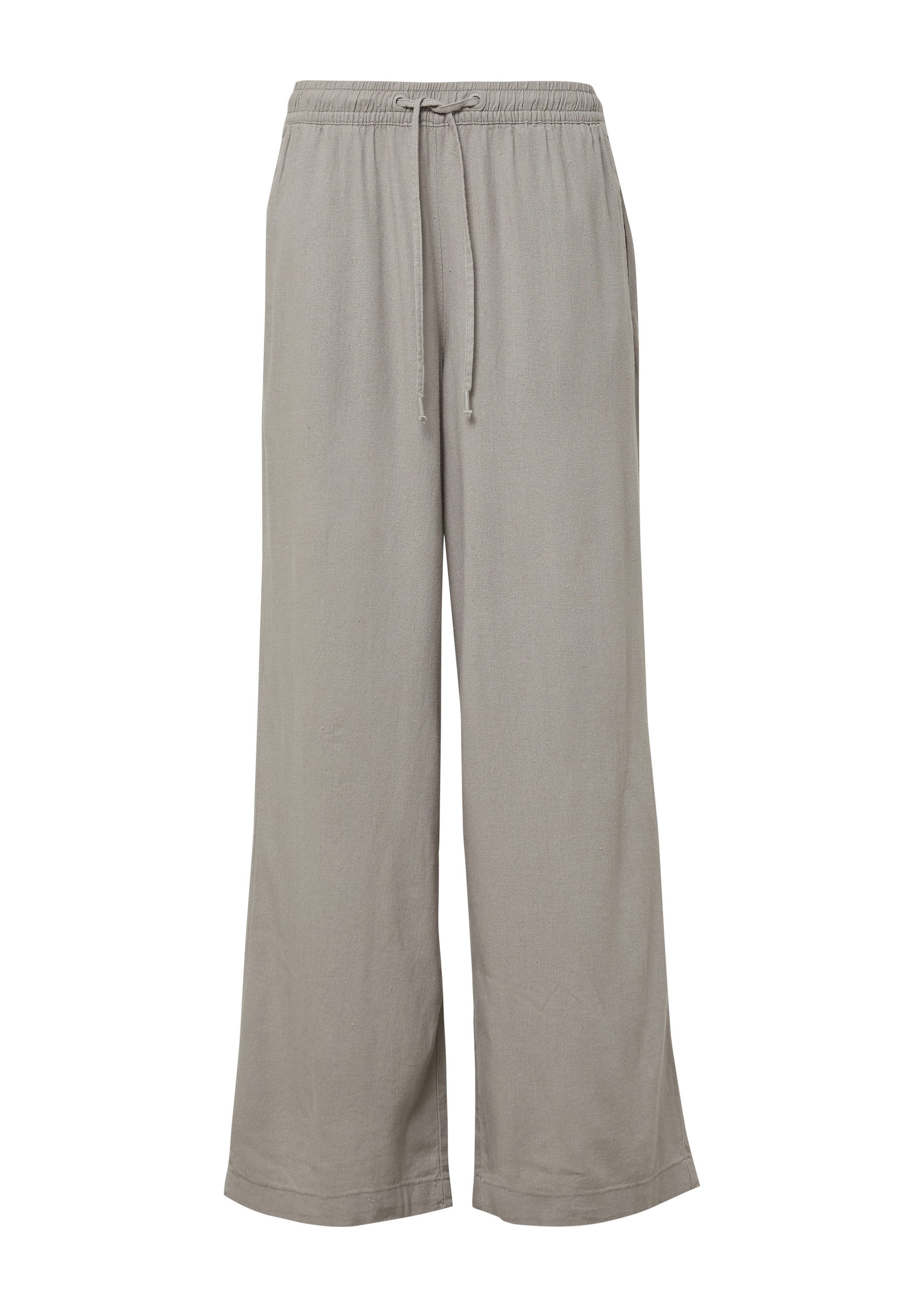 QS Chinos Hose Leinenmixhose mit Gummizug und weitem Bein