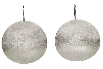 SILBERMOOS Paar Сережки Klassische runde Сережки mit eisgekratzter Oberfläche, 925 Sterling Silber