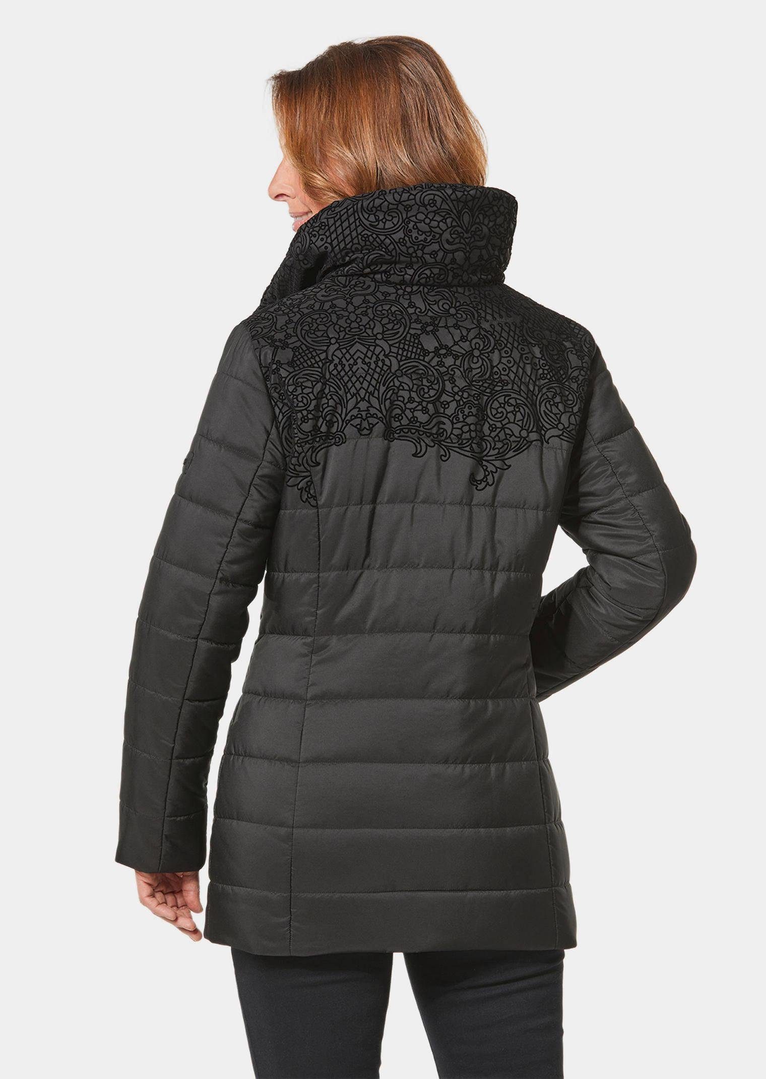 schwarz Steppjacke mit Flock-Druck hübschem Steppjacke GOLDNER