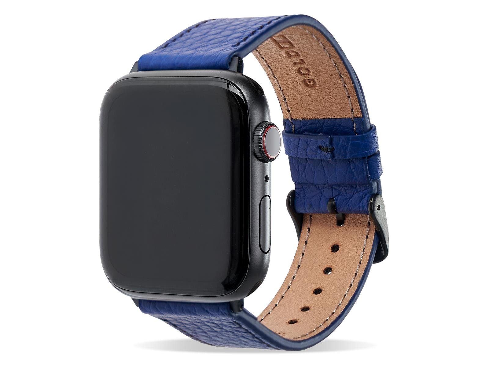 GOLDBLACK Smartwatch-Armband Apple Watch Armband Nappa blau (Adapter  schwarz)