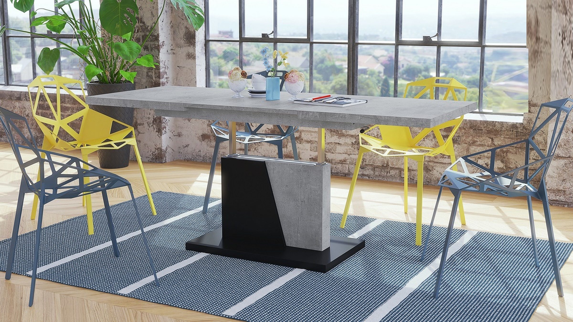Mazzoni Couchtisch Grand Noir Beton-Schwarz stufenlos günstig online kaufen