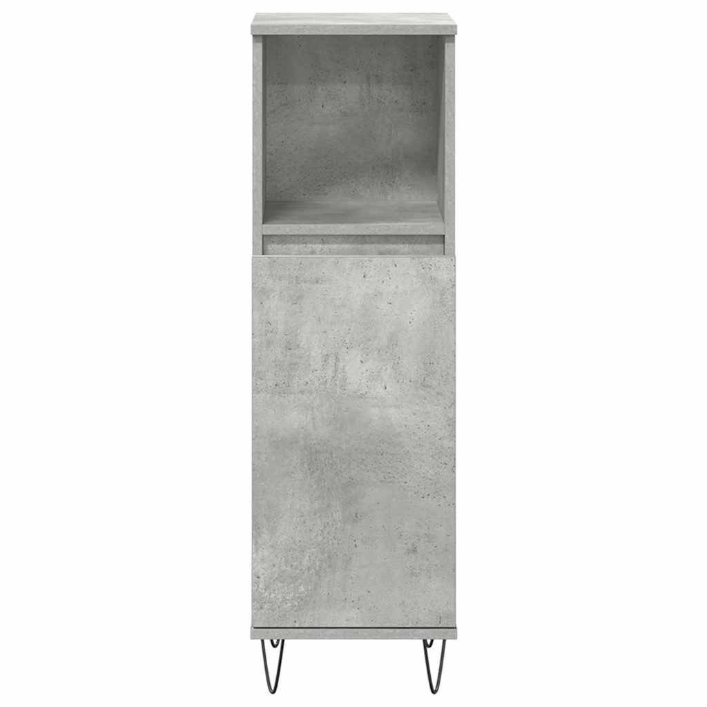 vidaXL Badezimmer-Set 3-tlg. Badmöbel-Set Betongrau Holzwerkstoff, (1-St)