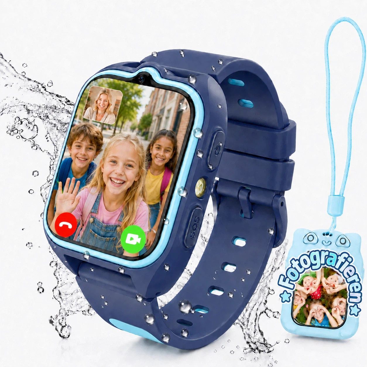 blackview Z-Serie Kinderuhr 4G mit GPS und Telefon, HD-Videoanrufen, SOS Smartwatch, 1,75'', 800mAH, 32g, Sicher beim Händewaschen, Schulmodus, Aktivität