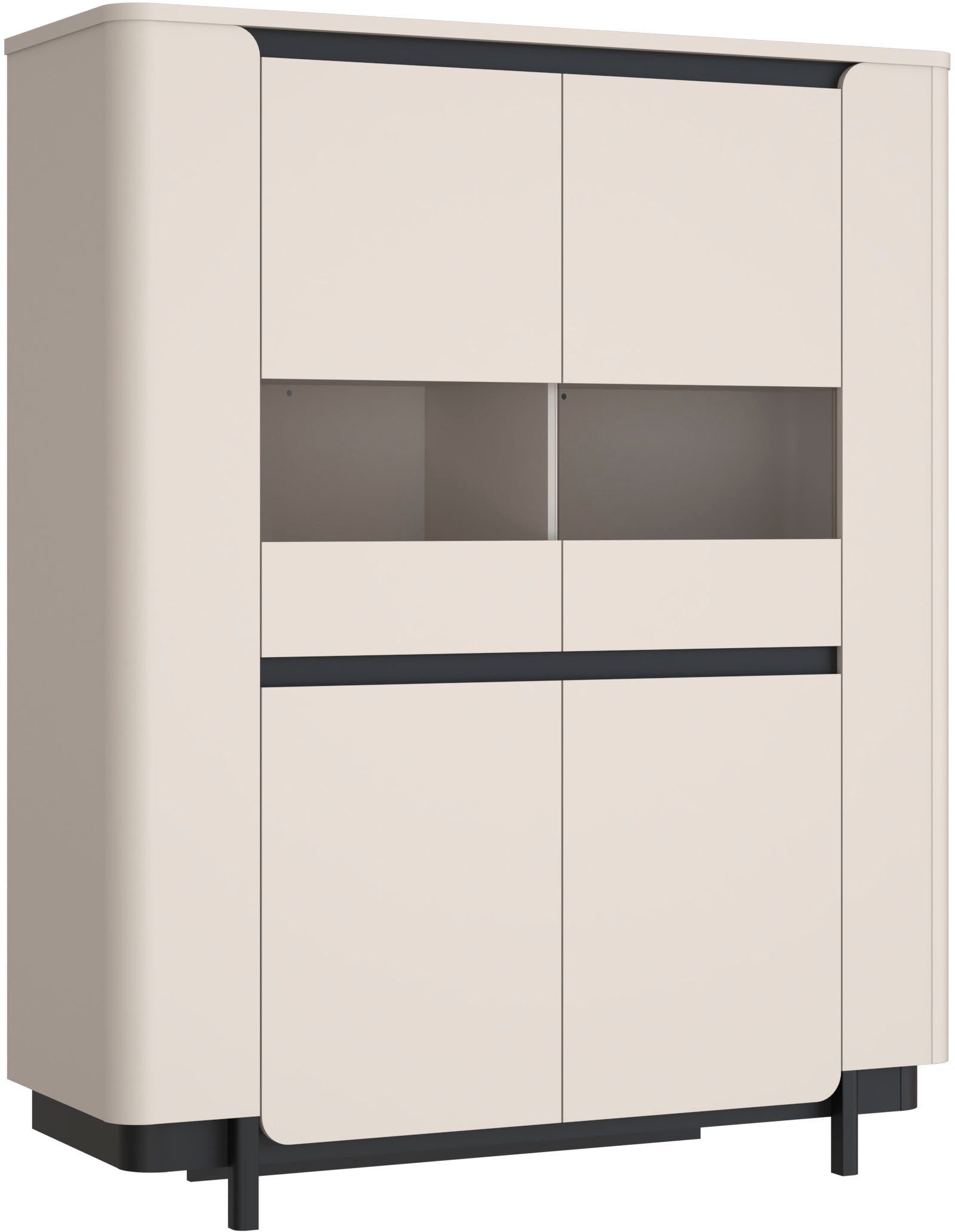 FORTE Vitrine Vodol Highboard, Glatüren, abgerundete günstig online kaufen