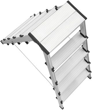 Hailo Doppelleiter D60 StandardLine (1-St), Alu-Sicherheits-Doppelstufenleiter 2x5 Stufen