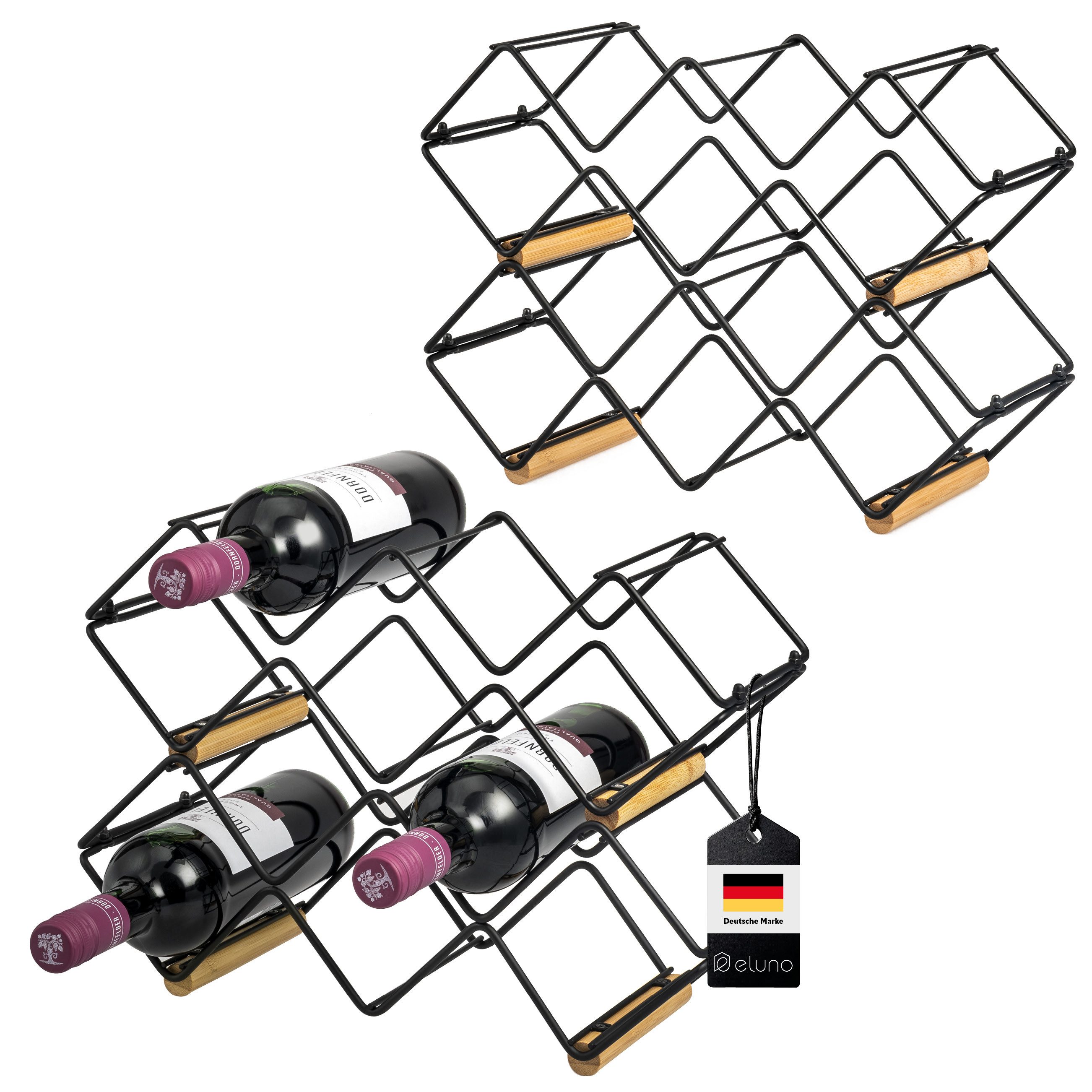 eluno Weinregal Weinregal im 4er-Set für 5 Flaschen, aus Metall und Bambus, günstig online kaufen