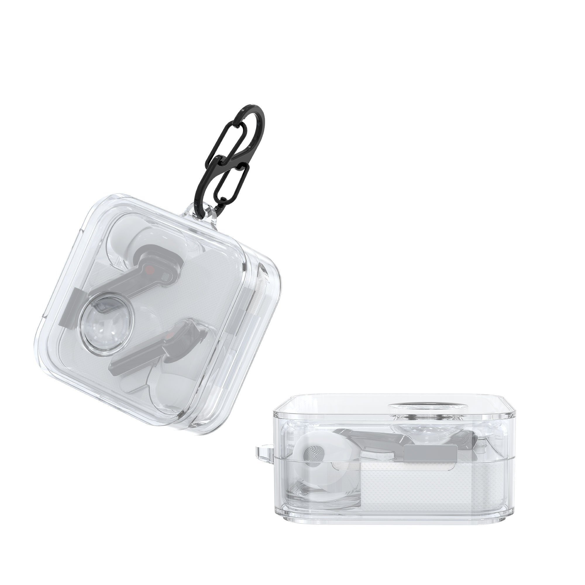 kwmobile Kopfhörer-Schutzhülle Schutzhülle für Nothing ear (2) Hülle, TPU Silikon Case für Kopfhörer Ladecase stoßfestes Cover mit Karabiner