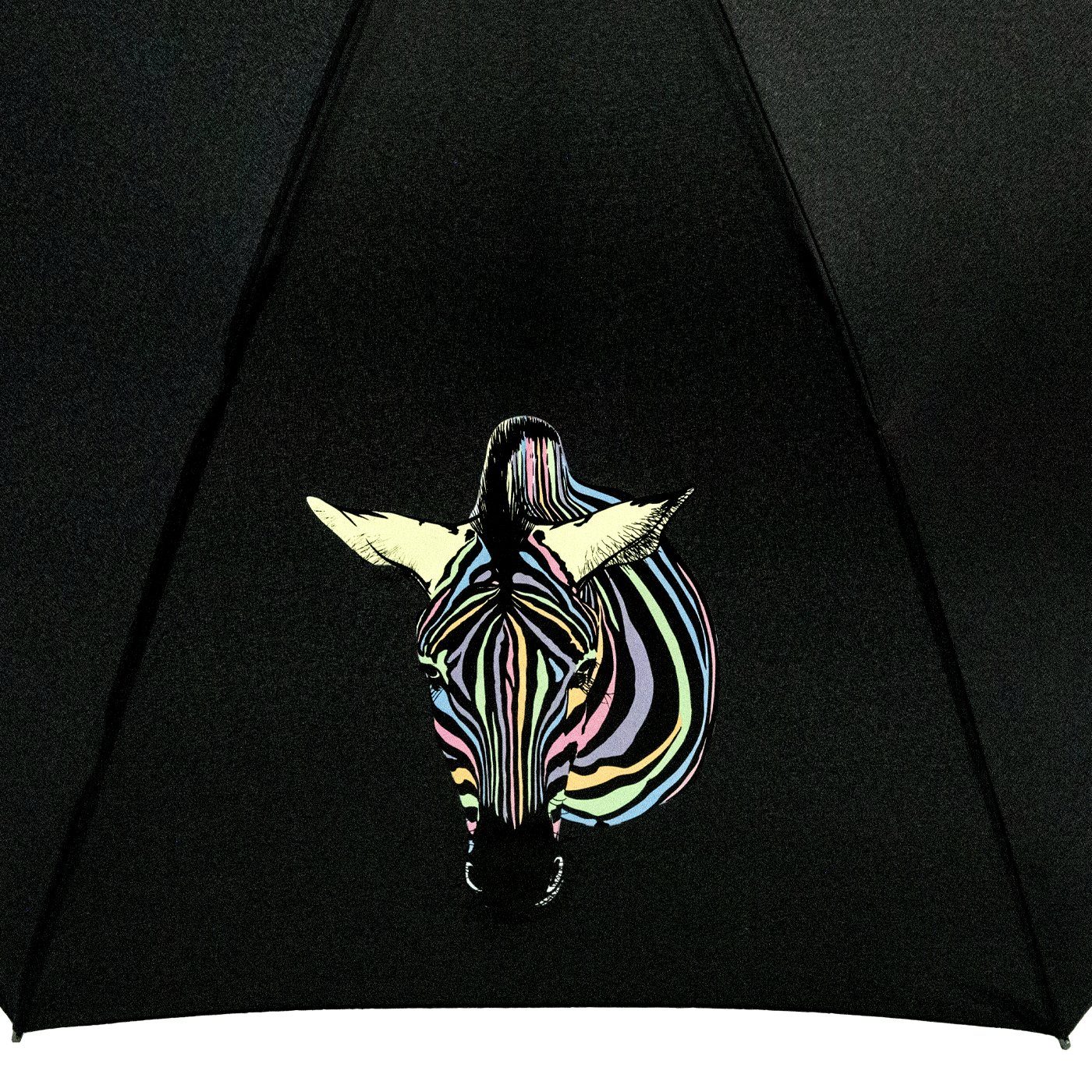 Wow-Effekt, Impliva mit - Langregenschirm Zebra Auf-Automatik Nässe und Damen-Regenschirm bei Farbwechsel Wetprint