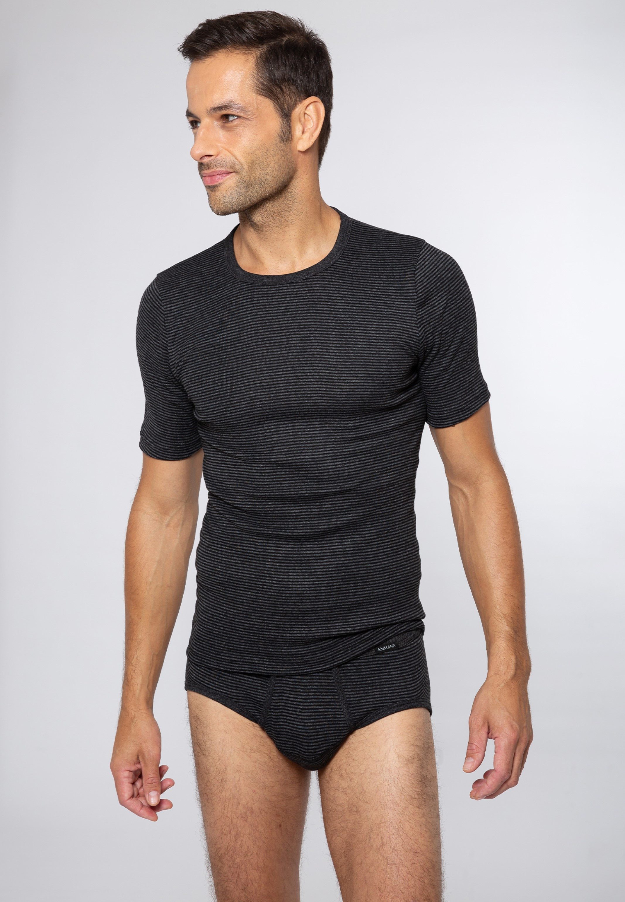 Ammann Unterhemd Jeans Feinripp (1-St) Unterhemd / Shirt Kurzarm - Baumwolle