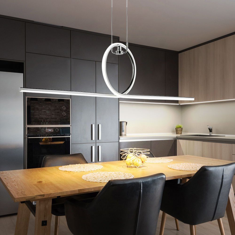 WOFI LED-Hängeleuchte, LED-Leuchtmittel fest verbaut, Neutralweiß, Hängeleuchte LED Esstischleuchte Pendellampe chrom Wohnzimmerlampe