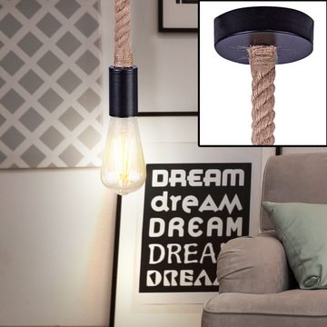 etc-shop Pendelleuchte, Leuchtmittel nicht inklusive, 2x Vintage Hänge Leuchten Schlaf Zimmer Hanf Seil Decken Lampen Pendel