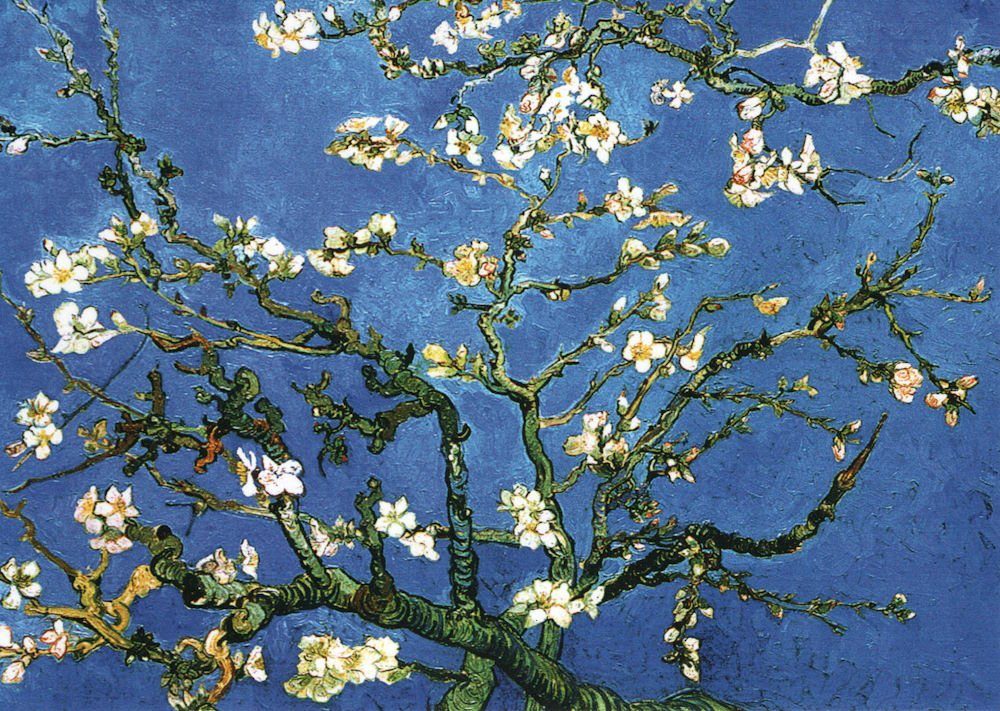 Postkarte Kunstkarte Vincent van Gogh "Blühende Mandelbaumzweige"