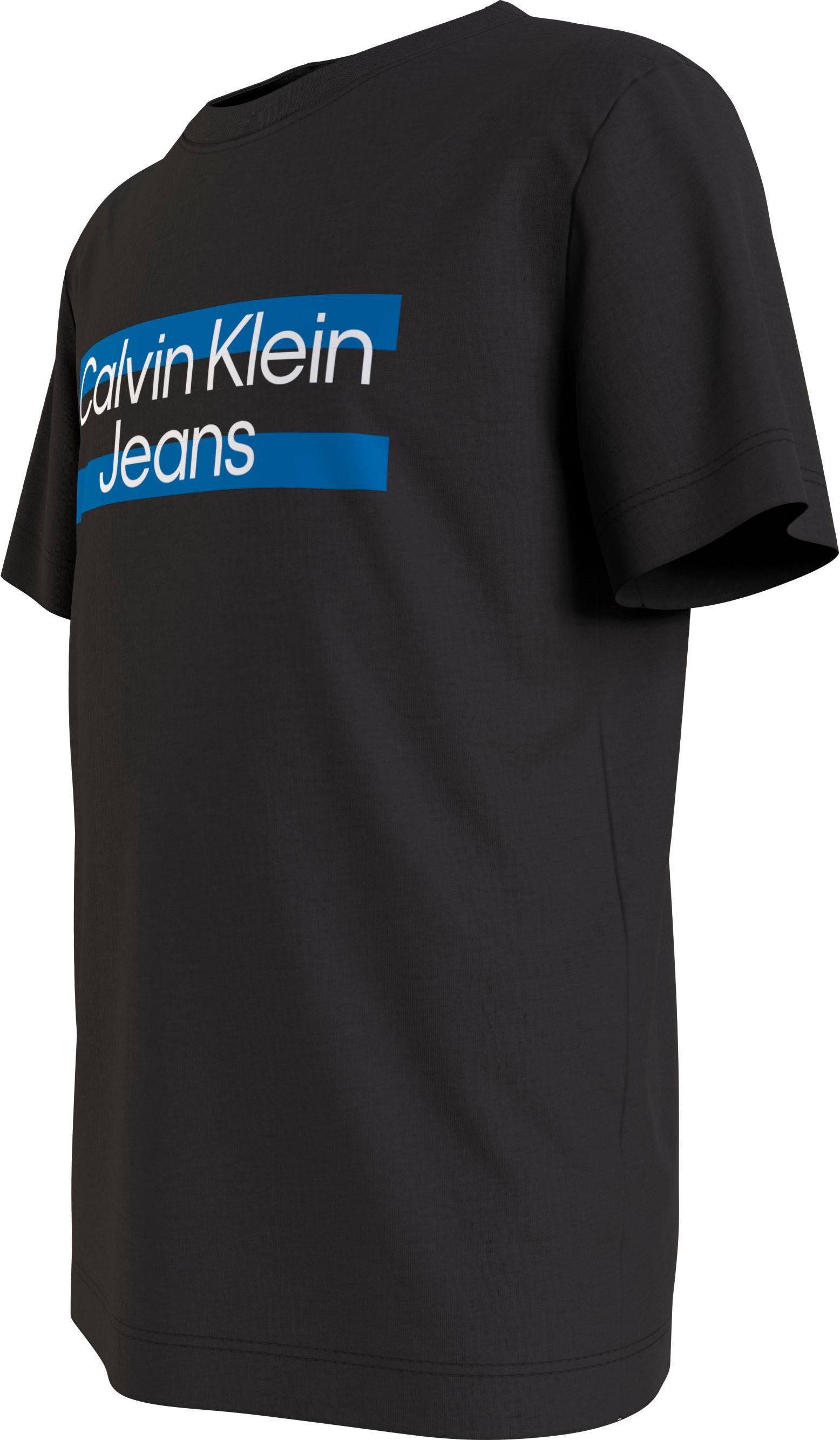 Klein T-Shirt Brust Calvin schwarz Klein mit auf Calvin Jeans der Logodruck