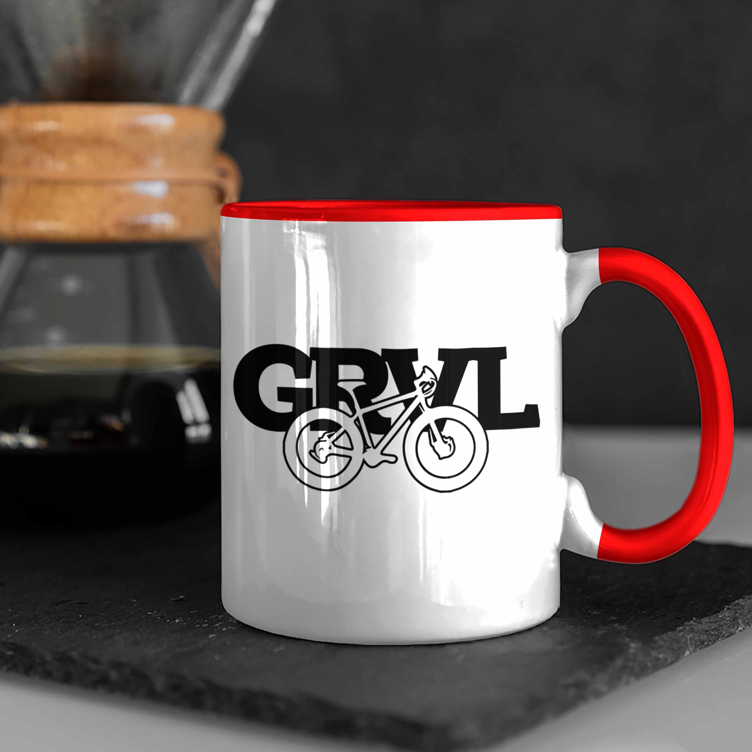 Rot Trendation MTB Tasse Geschenk Tasse für Mountainbike-Enthusiasten Mountainbiker GRVL