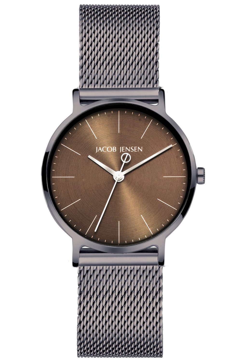 Jacob Jensen Quarzuhr Titan mit Meshband Mokkabraun