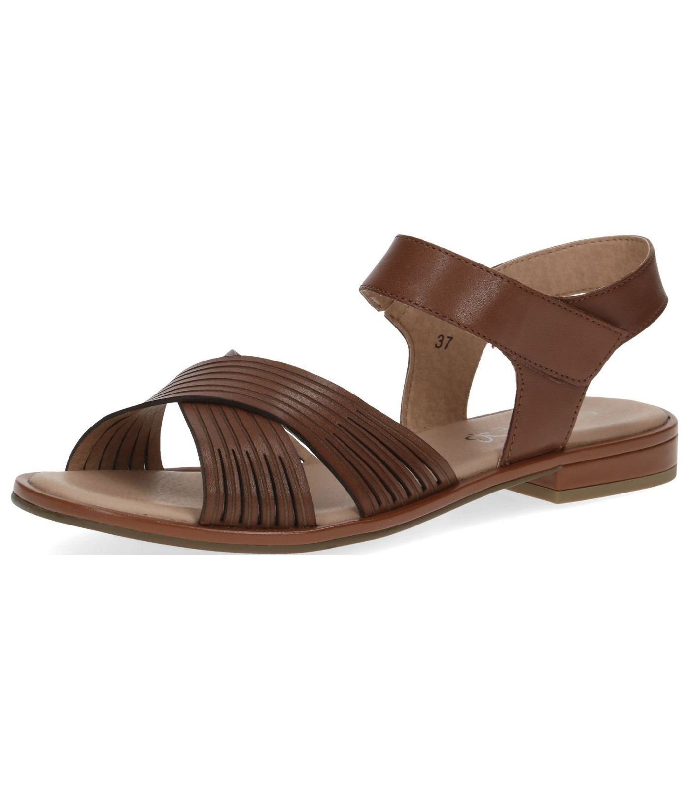 Caprice Sandalen Leder Riemchensandalette Cognac