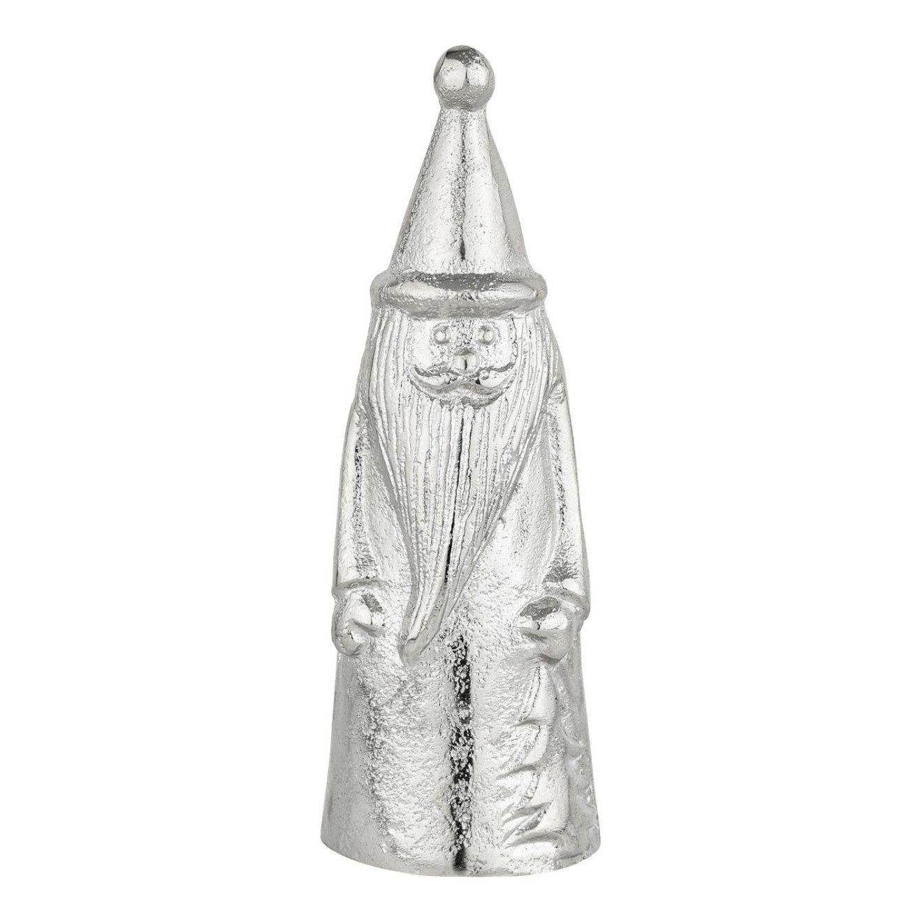 Marrakesch Orient & Mediterran Interior Weihnachtsmann Dekofigur Santa im Boho-Stil, aus Aluminium gefertigt, in Silber 19 cm (1 St), Handarbeit