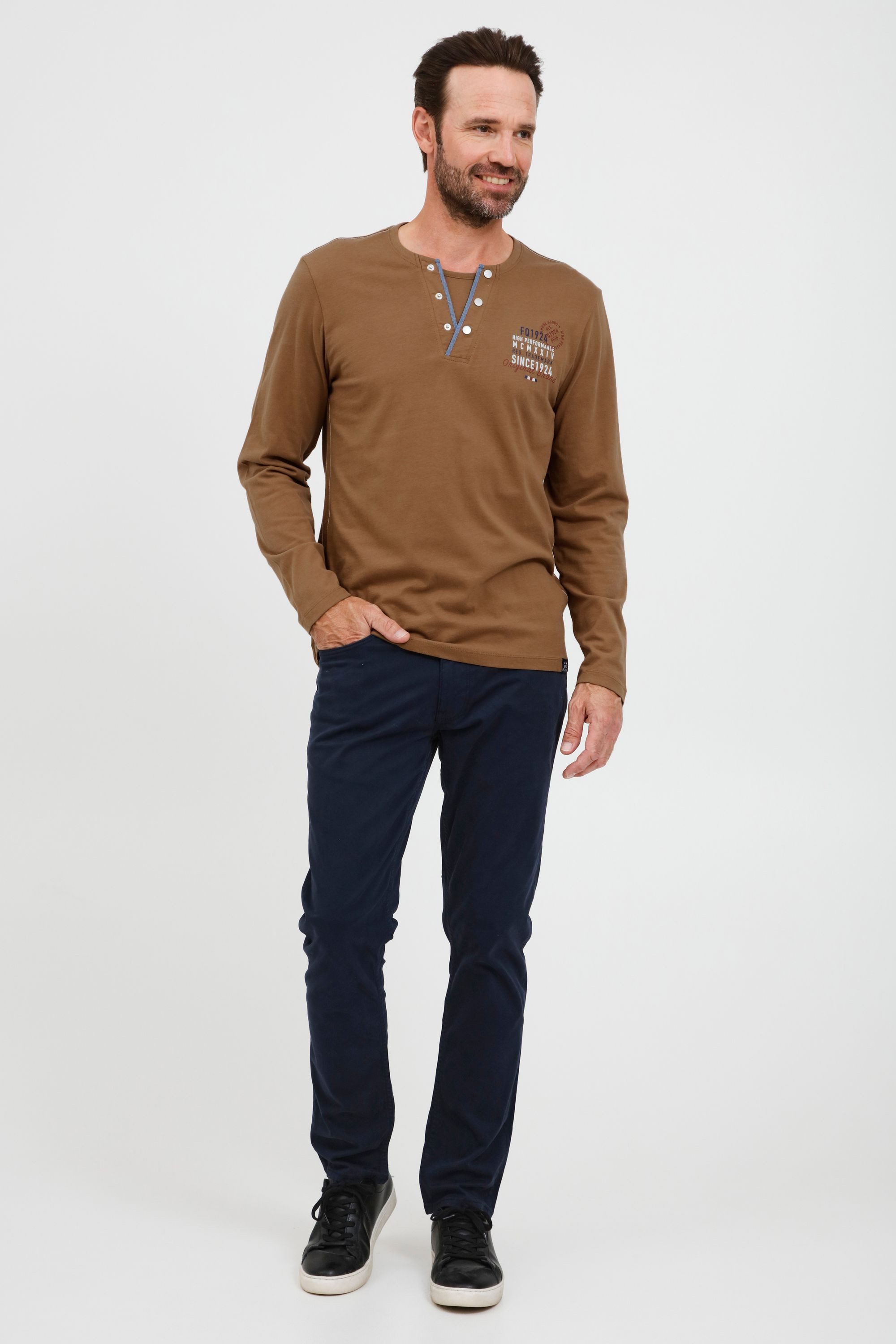 FQ1924 Longsleeve FQRolf Modisches Henleyshirt mit Print günstig online kaufen