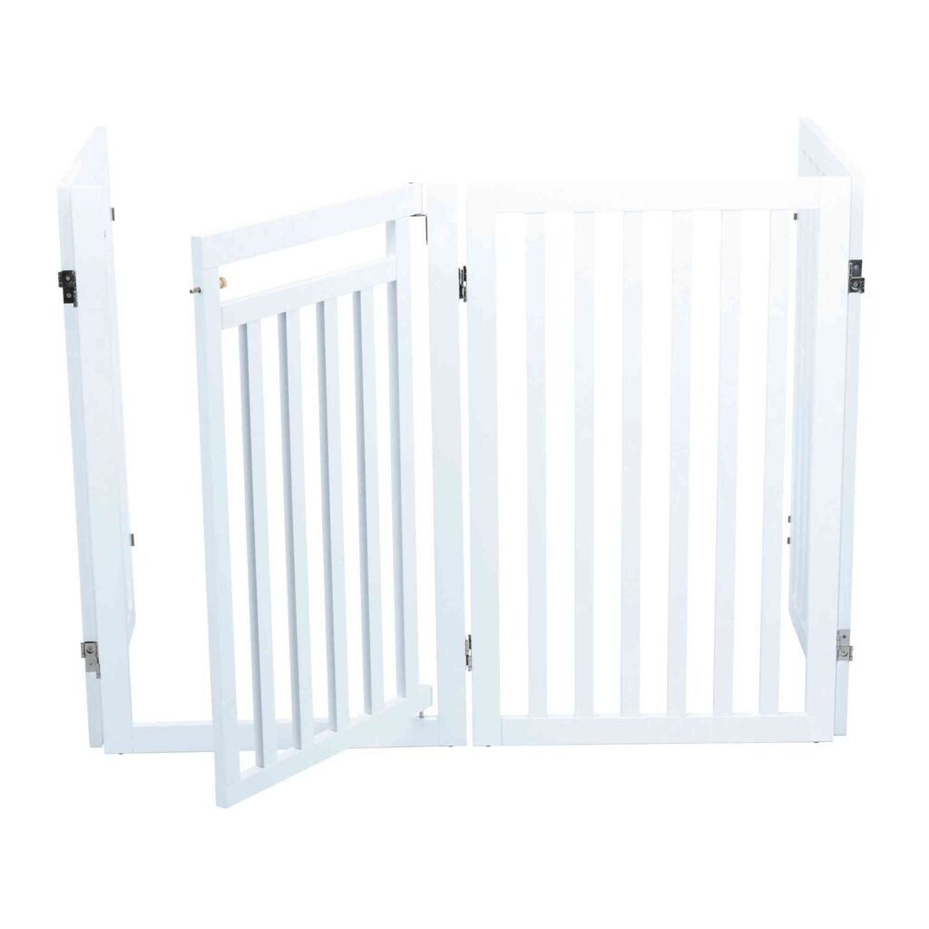 TRIXIE Absperrgitter Hunde-Absperrgitter mit Tür, 4-teilig - weiß - 60–160 × 81 cm