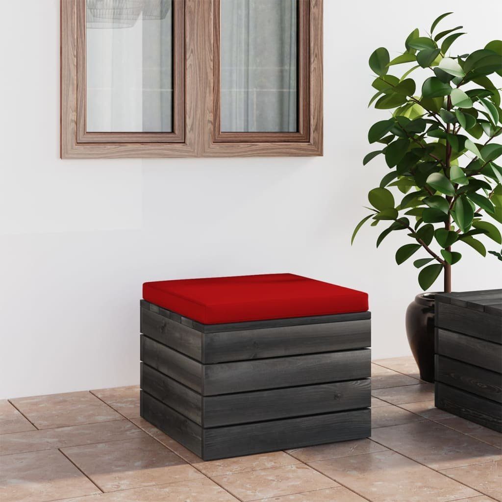 vidaXL Loungesofa Garten-Paletten-Hocker mit Sitzkissen Kiefernholz, 1 Teile Rot