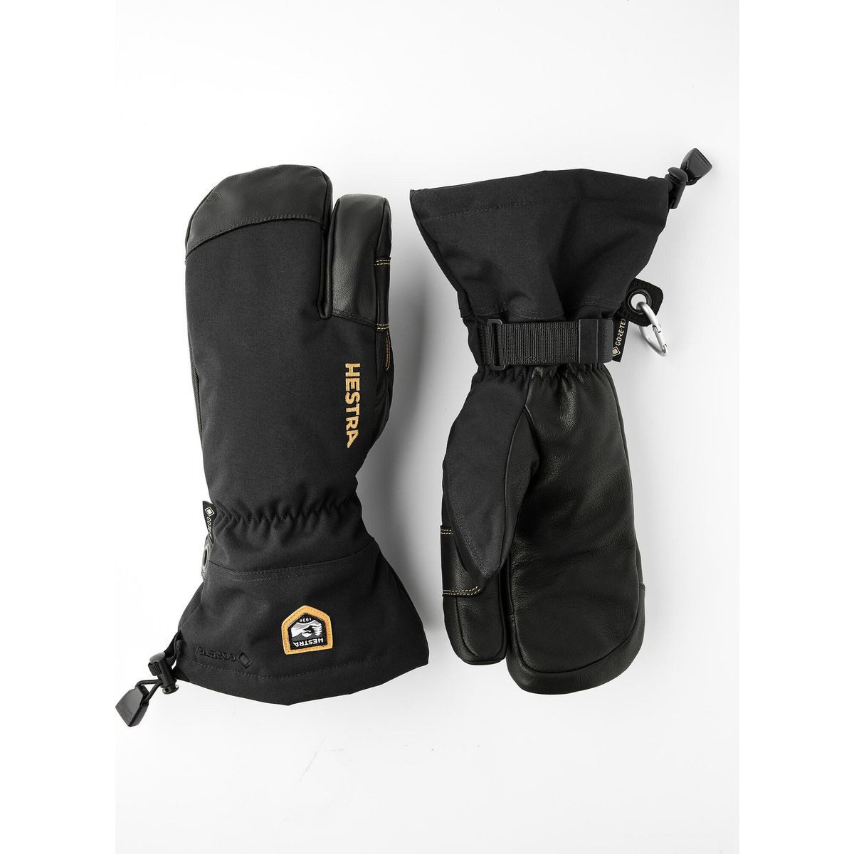 Hestra Skihandschuhe Army Leather Gore-tex - 3 Finger Hochwertige, wasserdichte und extrem warme 3-Finger-Handschuhe für