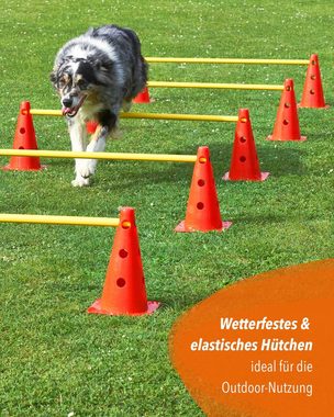 Superhund Agility-Hürde 5 x Kegelhürden mit Stange 100 cm Farbe Orange/Blau, Kunststoff