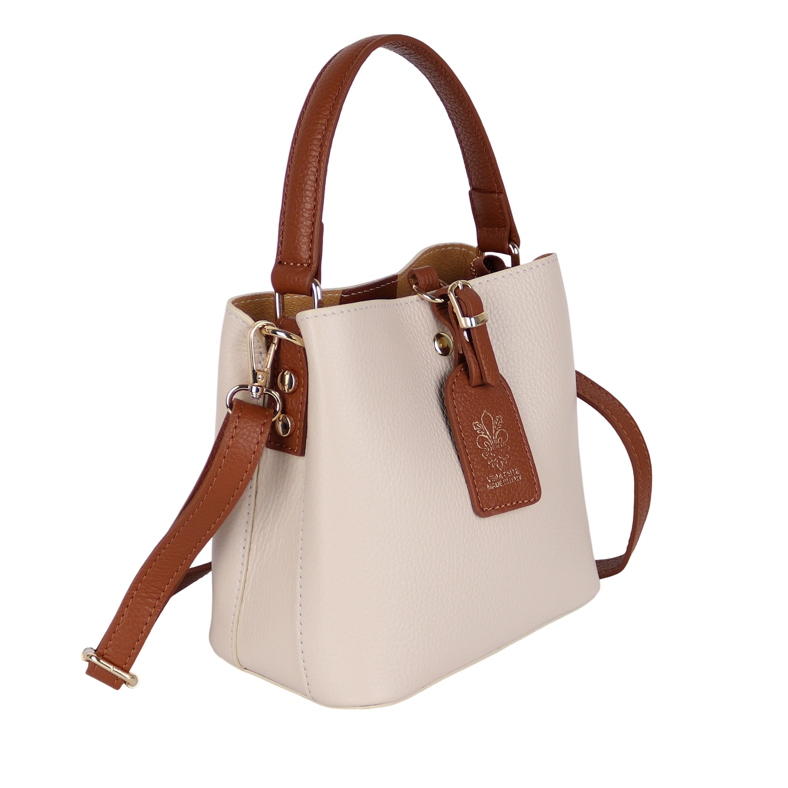 MIRROSI Henkeltasche Damen Umhängetasche Echtleder Made in Italy ca. 16x19x13cm, mit passendem Schulterriemen für vielseitigen Einsatz