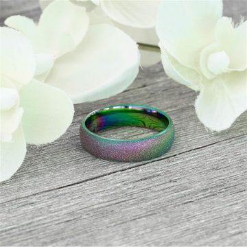 BUNGSA Fingerring Ring Regenbogen sand-gestrahlt Bunt aus Edelstahl Unisex (Ring, 1-tlg), Damen Herren