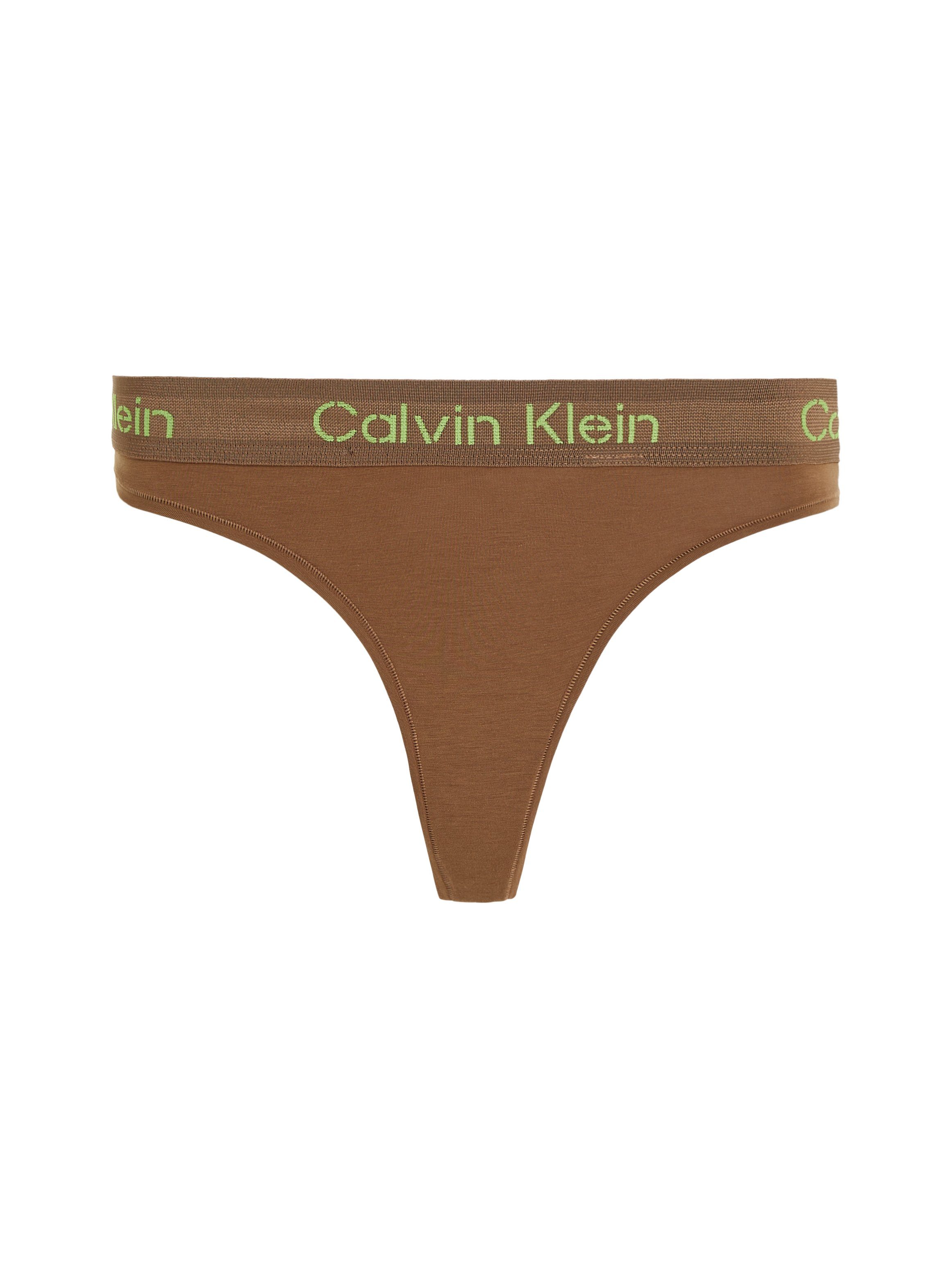 ecru THONG Underwear T-String am mit Klein Bund Calvin CK-Logoschriftzug