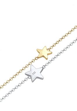 Elli Armband Bi-Color Astro Layer Sterne Erbskette 925er Silber