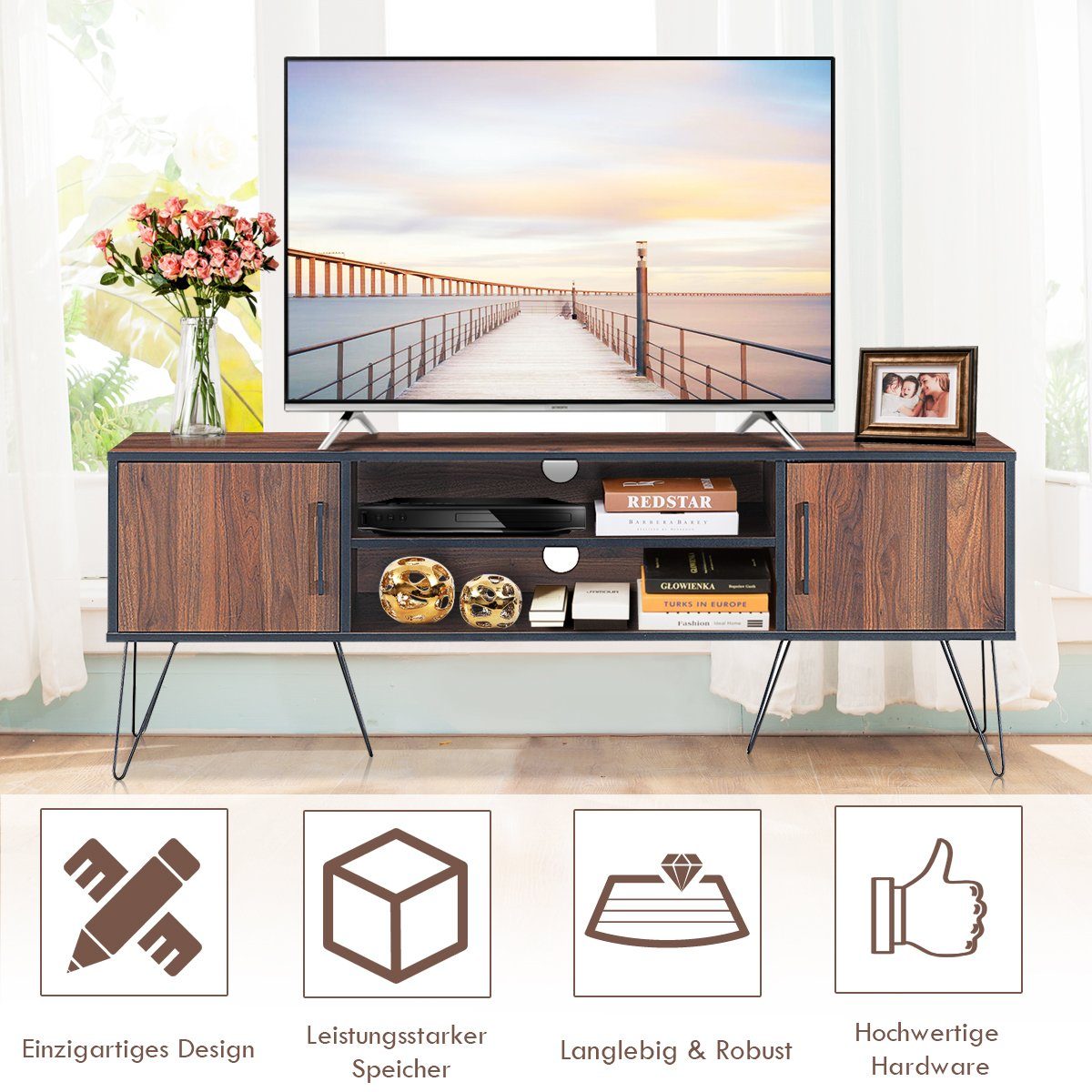 COSTWAY TV-Schrank mit verstellbarem Regal,bis 60 günstig online kaufen