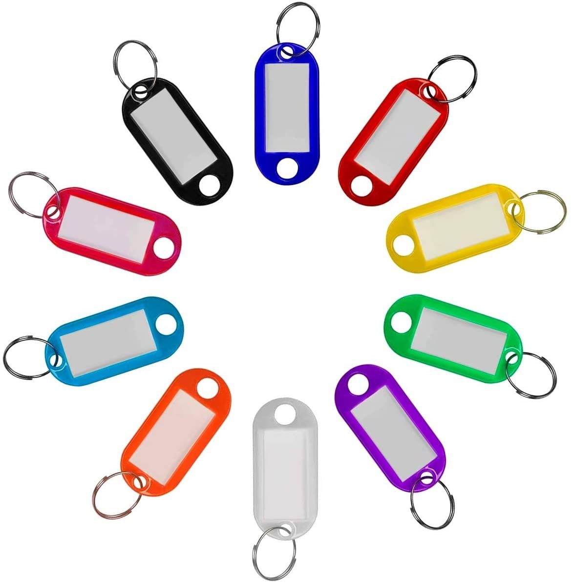 50 Schlüsselanhänger Schlüsselschilder transparent für Schlüssel zum Beschriften 