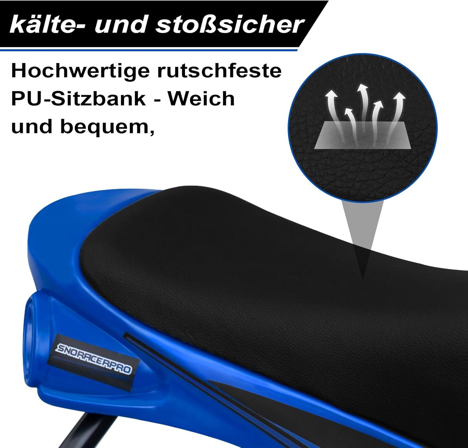 EUGAD Lenkschlitten (1-tlg), Schlitten mit Fußbremsen, automatisches Zugseil, Stoßdämpferfeder