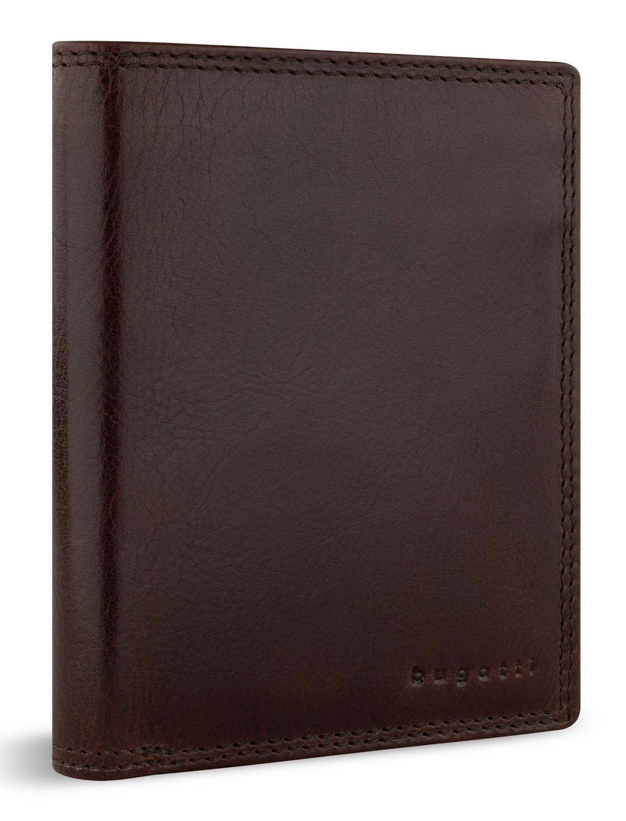 bugatti Geldbörse Upright Wallet With Flap 8CC, aus echtem Büffelleder mit RFID-Blocker Schutz