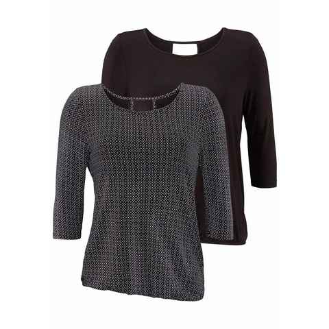 LASCANA 3/4-Arm-Shirt (2er-Pack) mit modischem Cut-out im Nacken