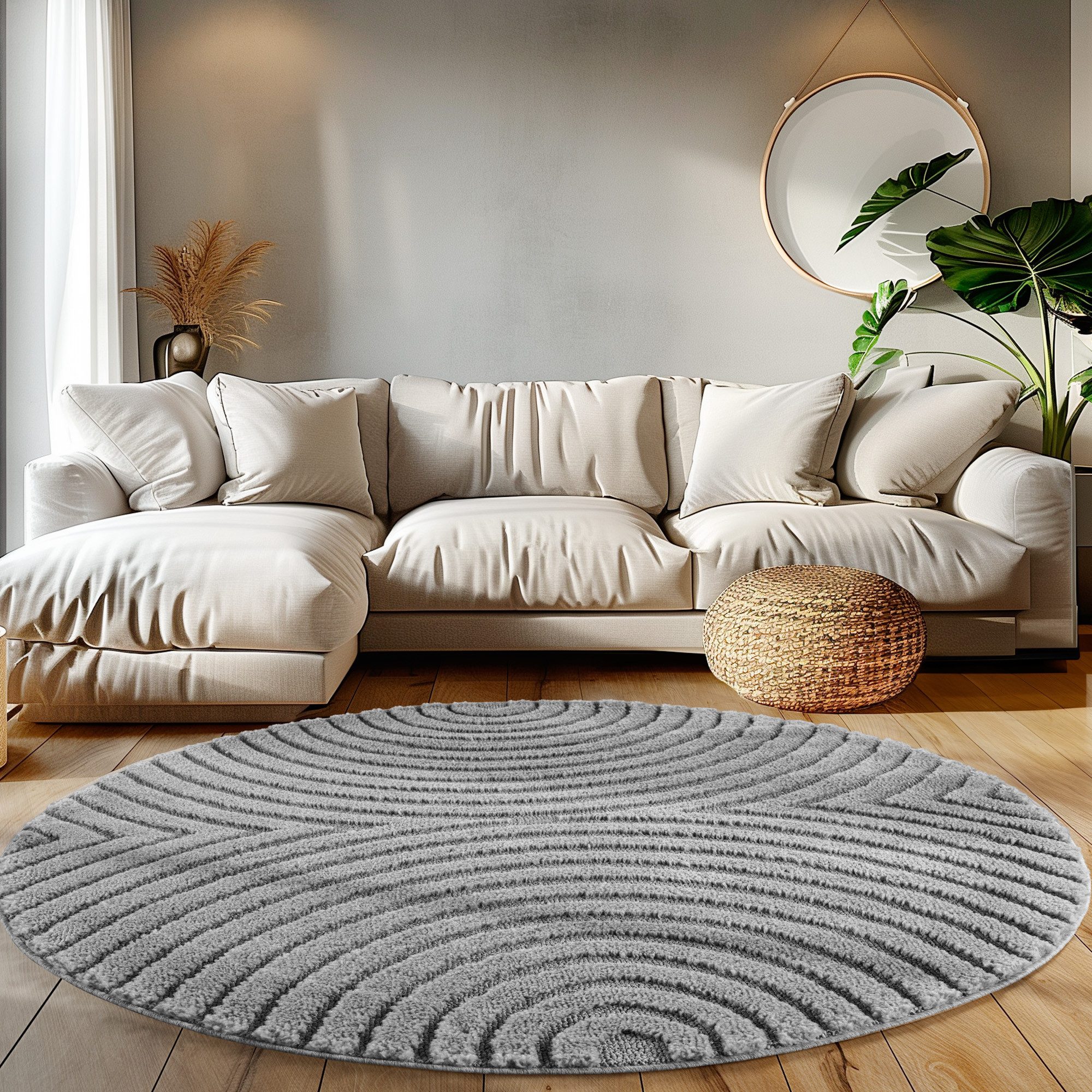 Teppium Hochflor-Teppich Boho-Design, Rund, Höhe: 20 mm, Teppich Wohnzimmer günstig online kaufen